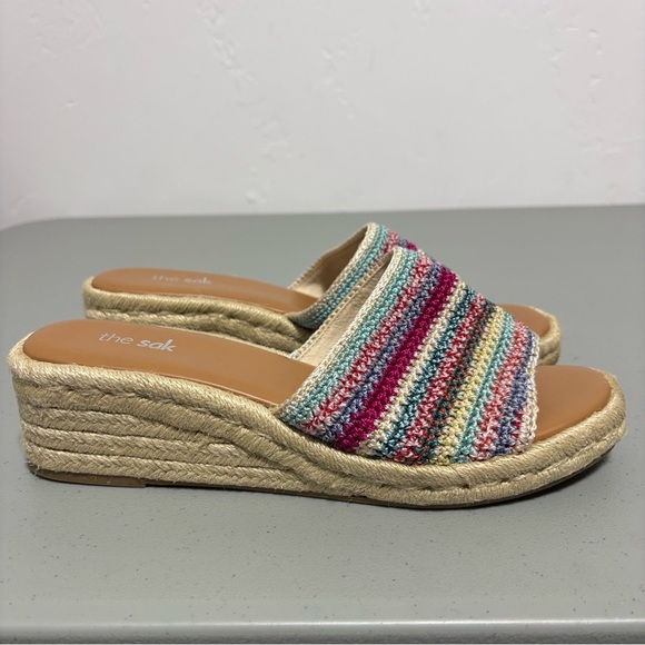 The Sak Colorful Multicolor Knit Slip On Slide Sandals Wedges Women's 11 - Picture 1 of 11